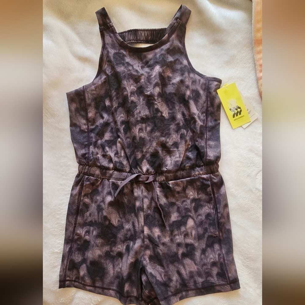 All In Motion Purple Tie-Dye Girls Romper with Waist Tie. #299